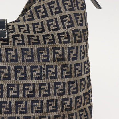 Fendi Belted Flap Shoulder Bag Zucchino Coated Canvas, NAVY, CANVAS, Shoulder bag