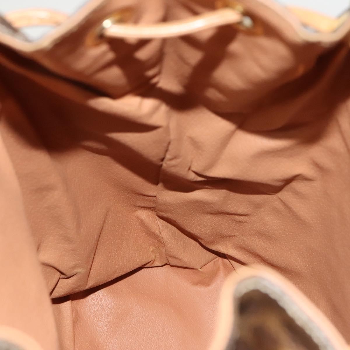 Celine Vintage Drawstring Flap Backpack Macadam Coated Canvas, BROWN, CANVAS, Backpack