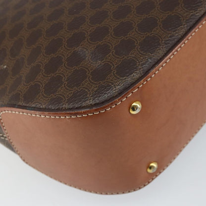 Celine Vintage Macadam Handbag Canvas, BROWN, PVC, Handbag