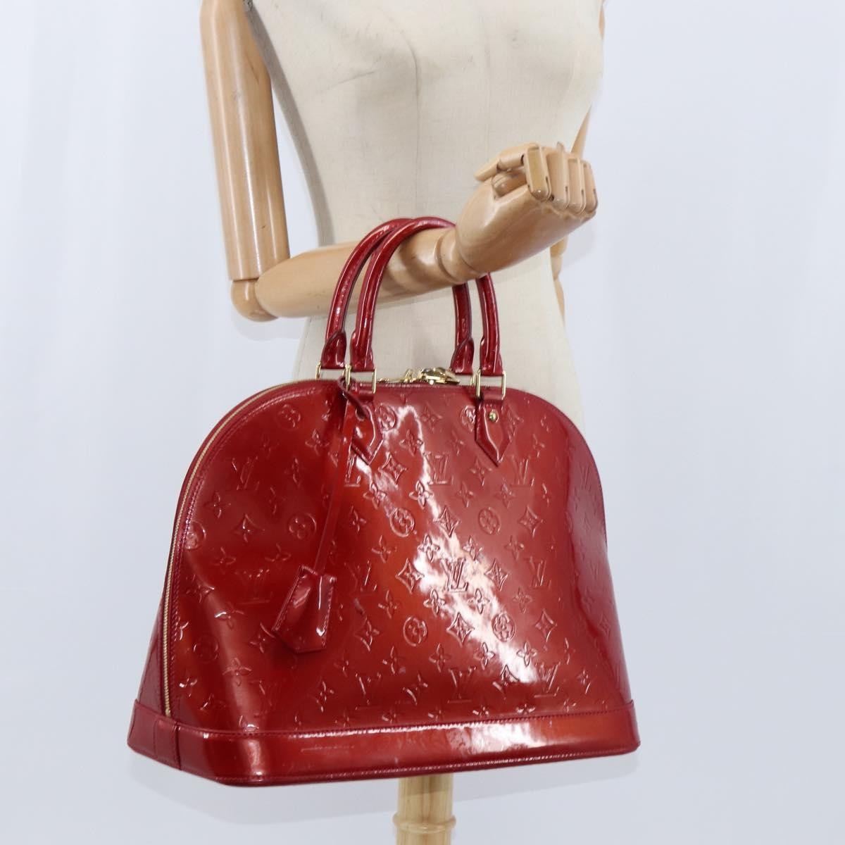 Louis Vuitton Alma Handbag Monogram Vernis, RED, PATENT_LEATHER, Handbag