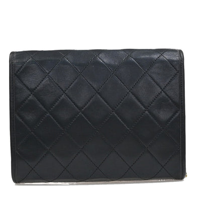 Chanel Vintage Round Flap Bag Quilted Lambskin, BLACK, LEATHER, Shoulder bag