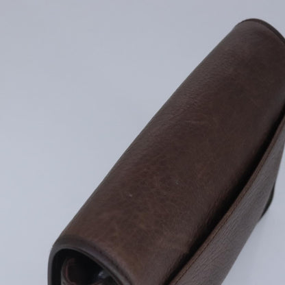 Salvatore Ferragamo Gancini Pouch Leather, BROWN, LEATHER, Clutche & pouche