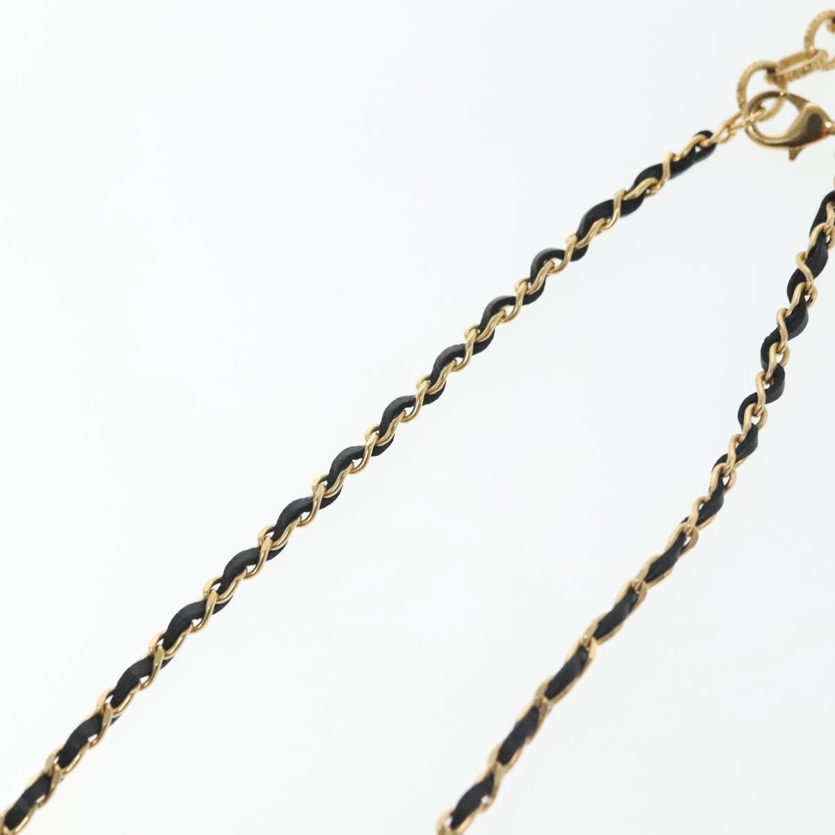 "Chanel CC Perfume Bottle Pendant Chain Long Necklace Metal with Leather, Crystals and Faux Pearl", GOLD, METAL, Necklace