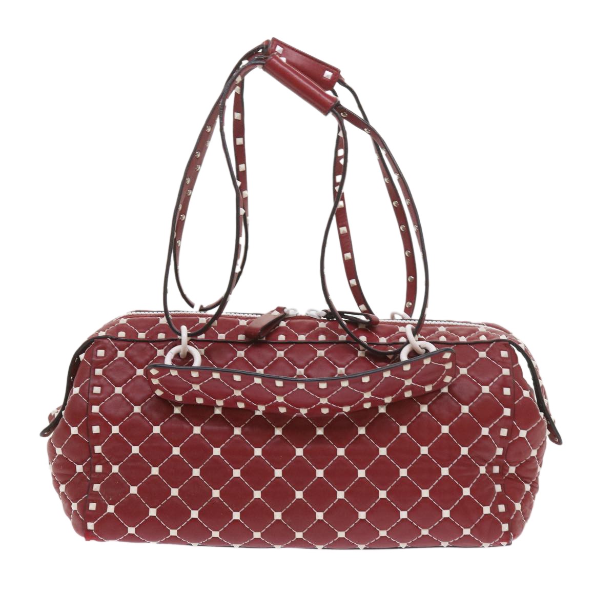 Valentino Garavani Free Rockstud Spike Duffle Bag Quilted Leather, RED, LEATHER, Shoulder bag