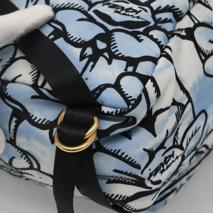 Fendi Baguette Backpack Printed Nylon, BLUE, NYLON, Backpack