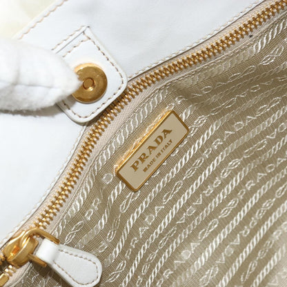 Prada Vintage Tote Tessuto with Leather, WHITE, NYLON, Tote bag