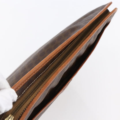Celine Macadam Pochette Canvas, Brown, Canvas, Clutch