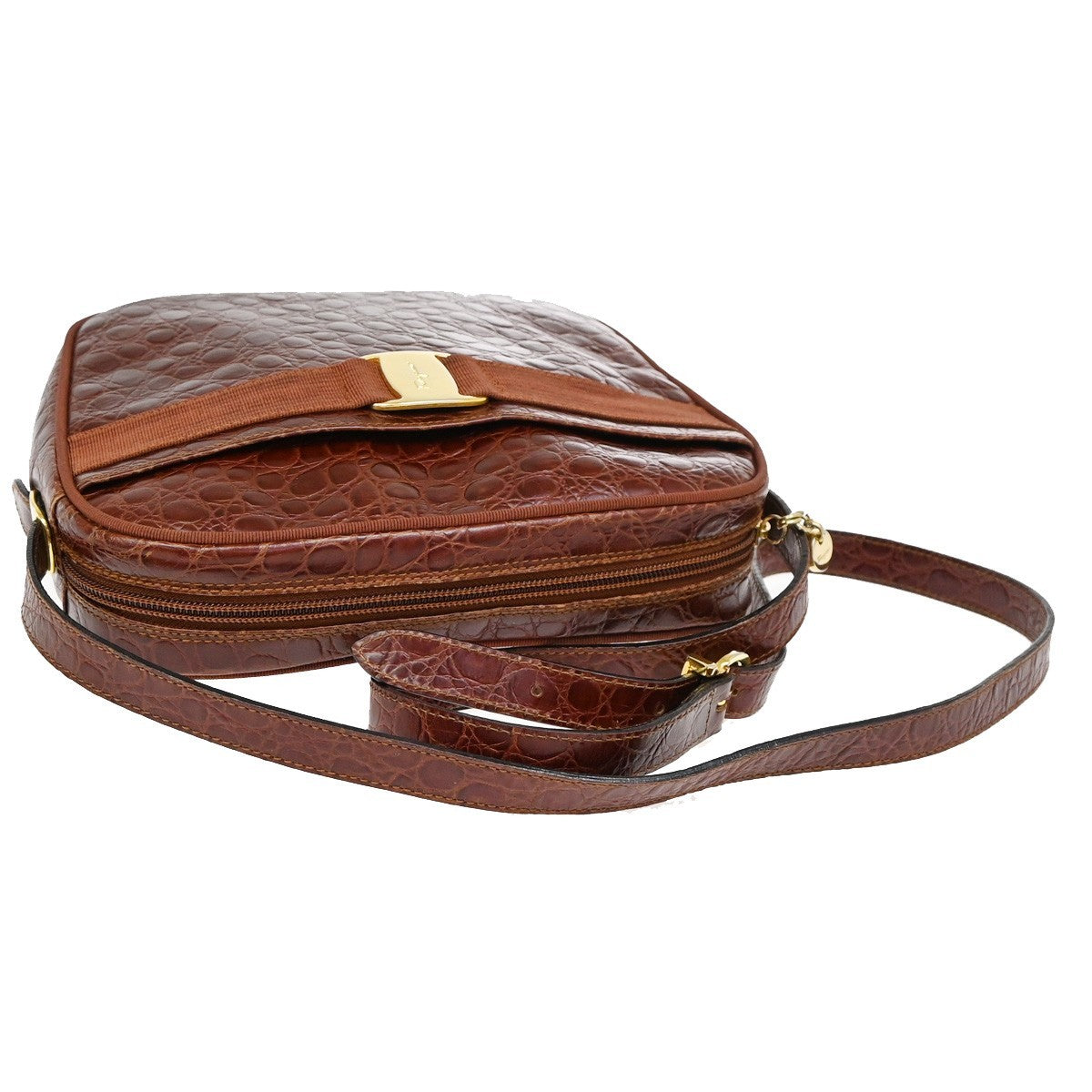 Salvatore Ferragamo Vala Shoulder Bag Leather, BROWN, LEATHER, Shoulder bag