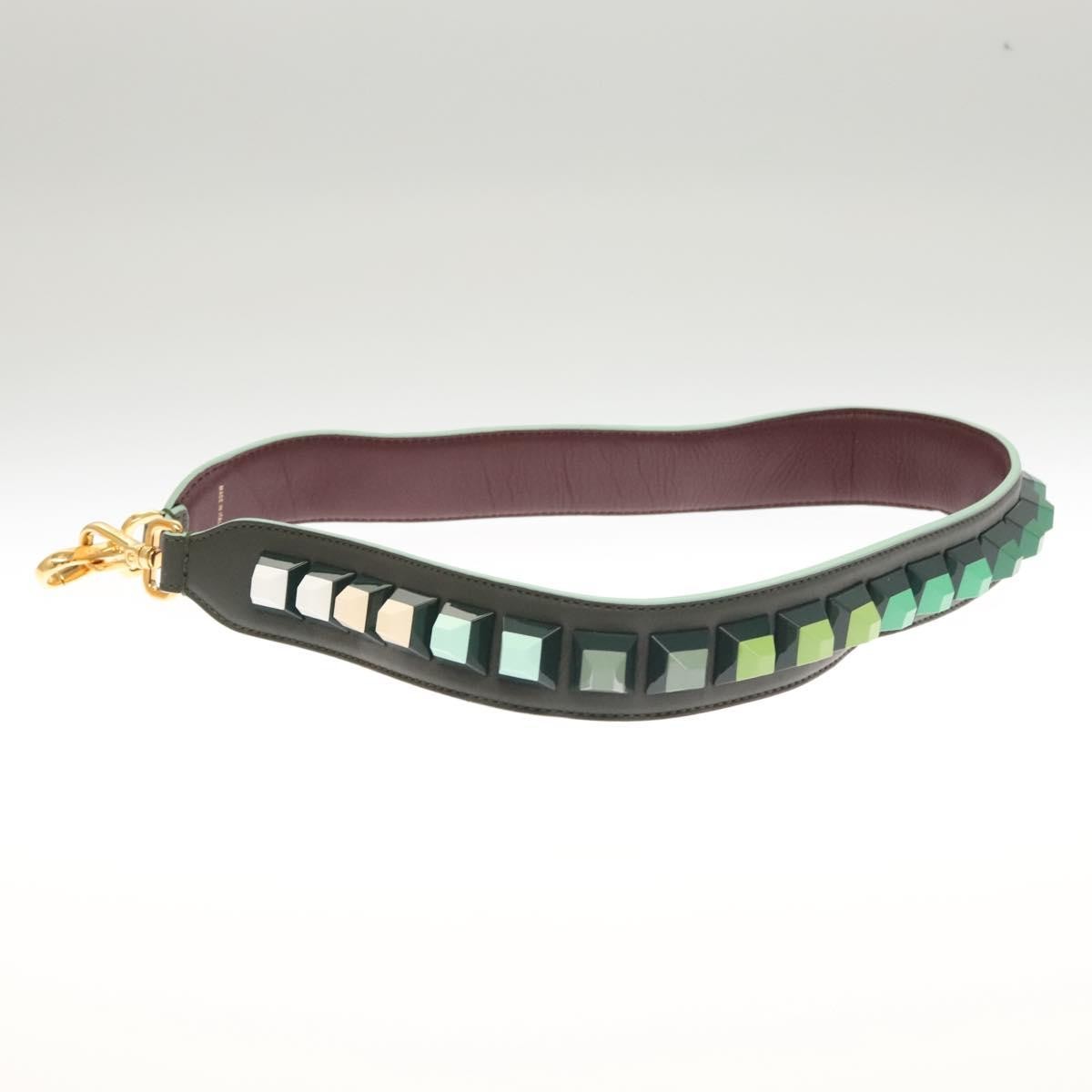 Fendi Strap You Shoulder Strap Leather, GREEN, LEATHER, Straps