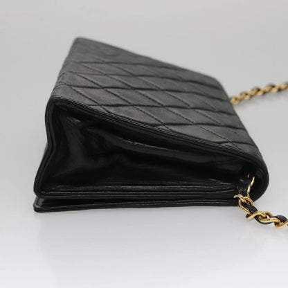Chanel Vintage Full Flap Shoulder Bag Leather, BLACK, LEATHER, Shoulder bag