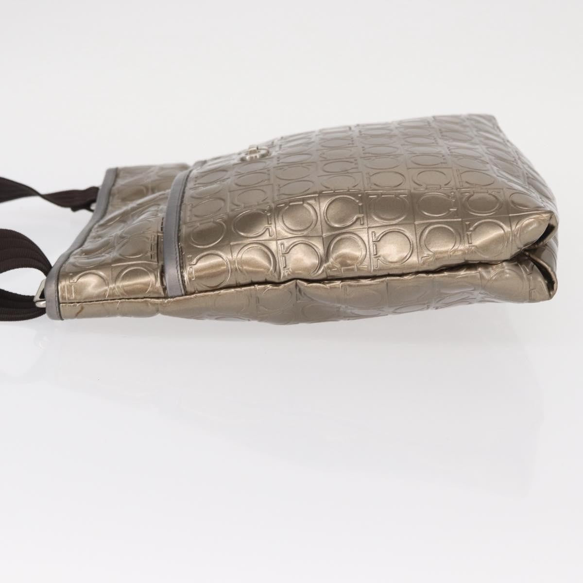 Salvatore Ferragamo Gancini Shoulder Bag Patent Leather, GOLD, PATENT_LEATHER, Shoulder bag