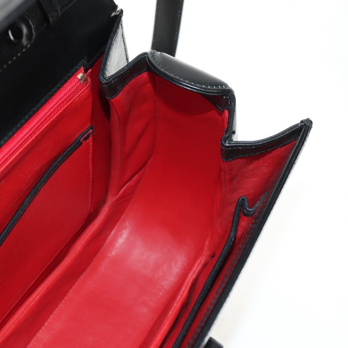 Gucci Vintage Convertible Bamboo Top Handle Bag Leather, BLACK, LEATHER, Handbag