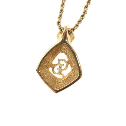 Christian Dior CD Pendant Necklace Metal and Crystals, GOLD, METAL, Necklace