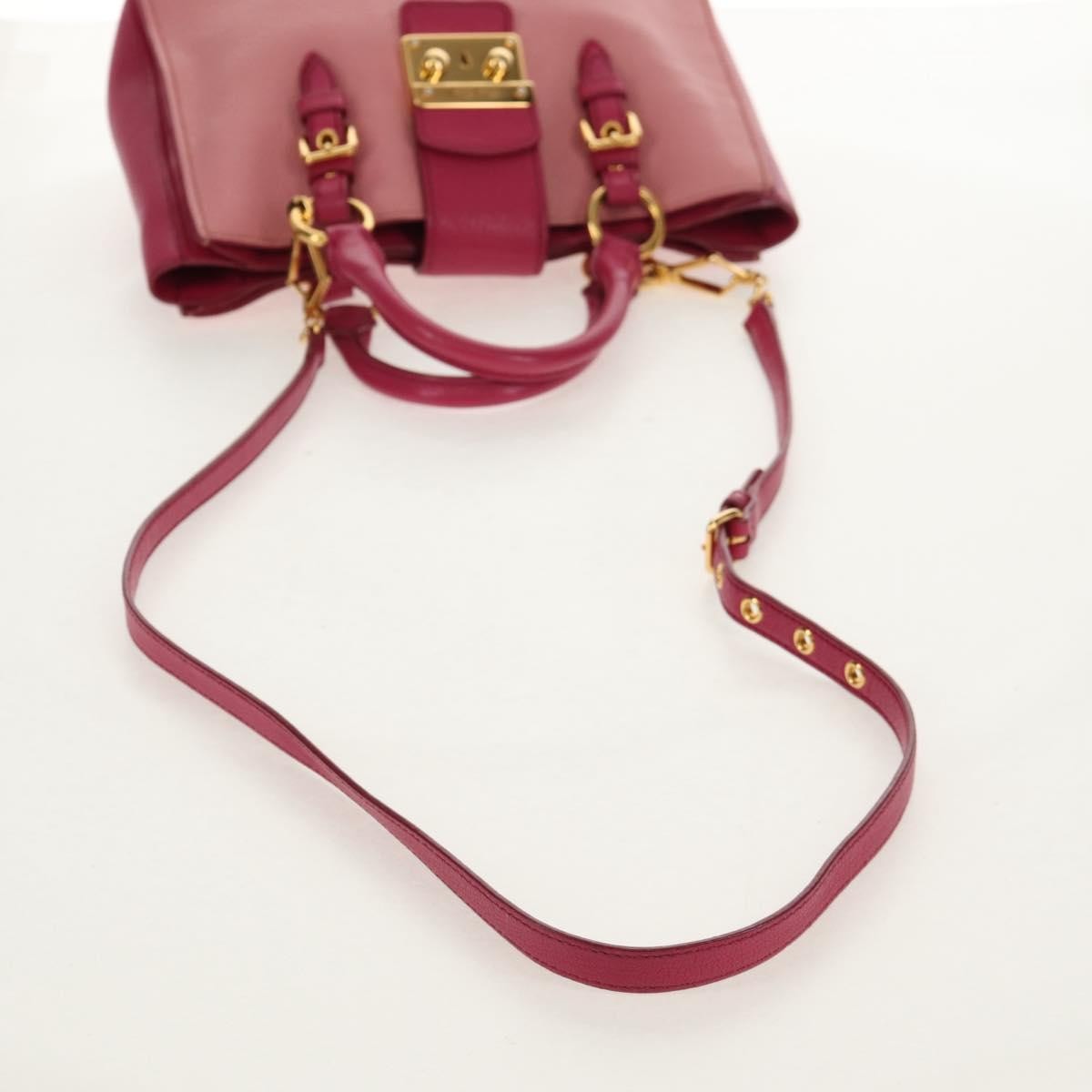 Miu Miu Madras Convertible Lock Tote Leather, PINK, LEATHER, Handbag