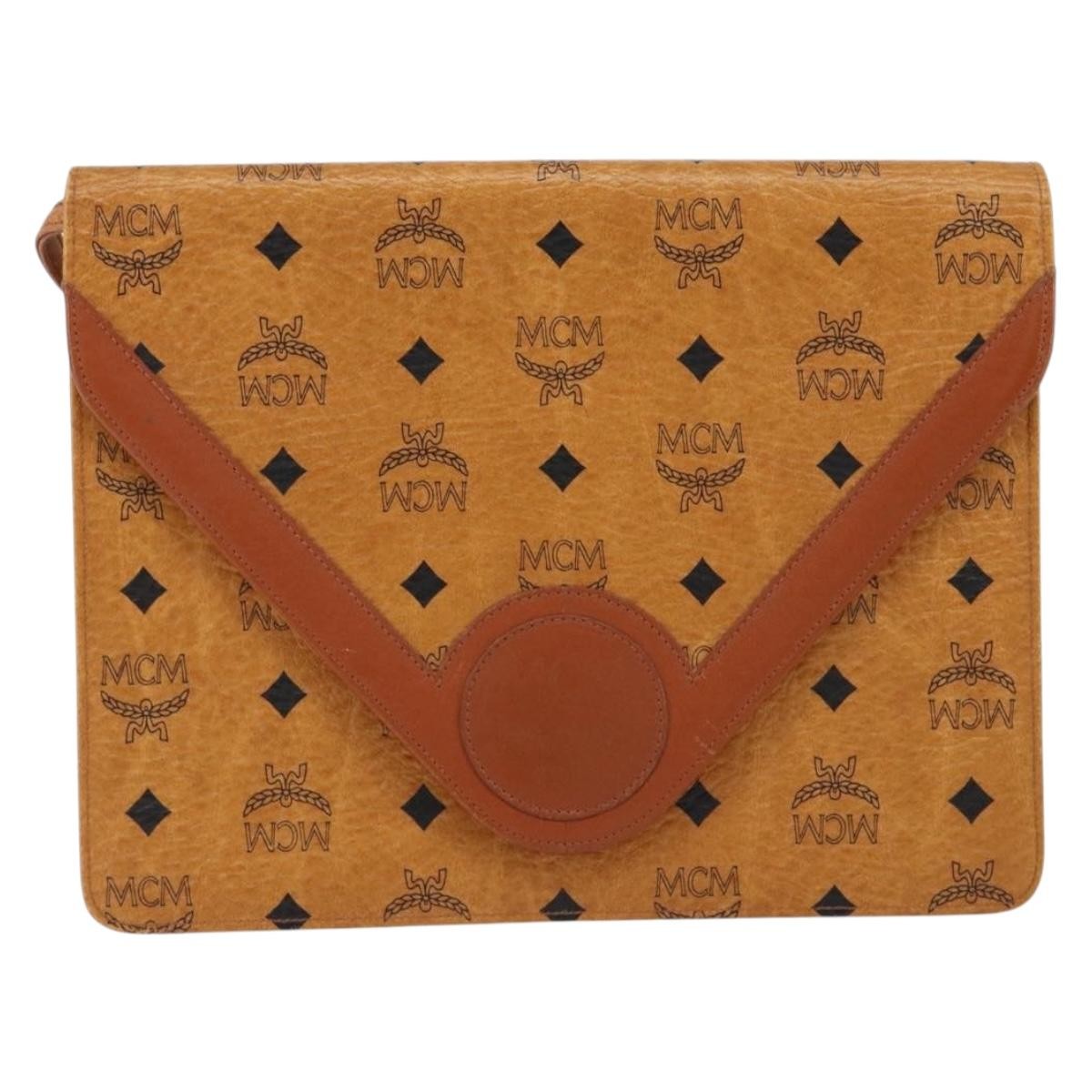 MCM Visetos Shoulder bag Canvas and Leather, BROWN, CANVAS, Shoulder bag