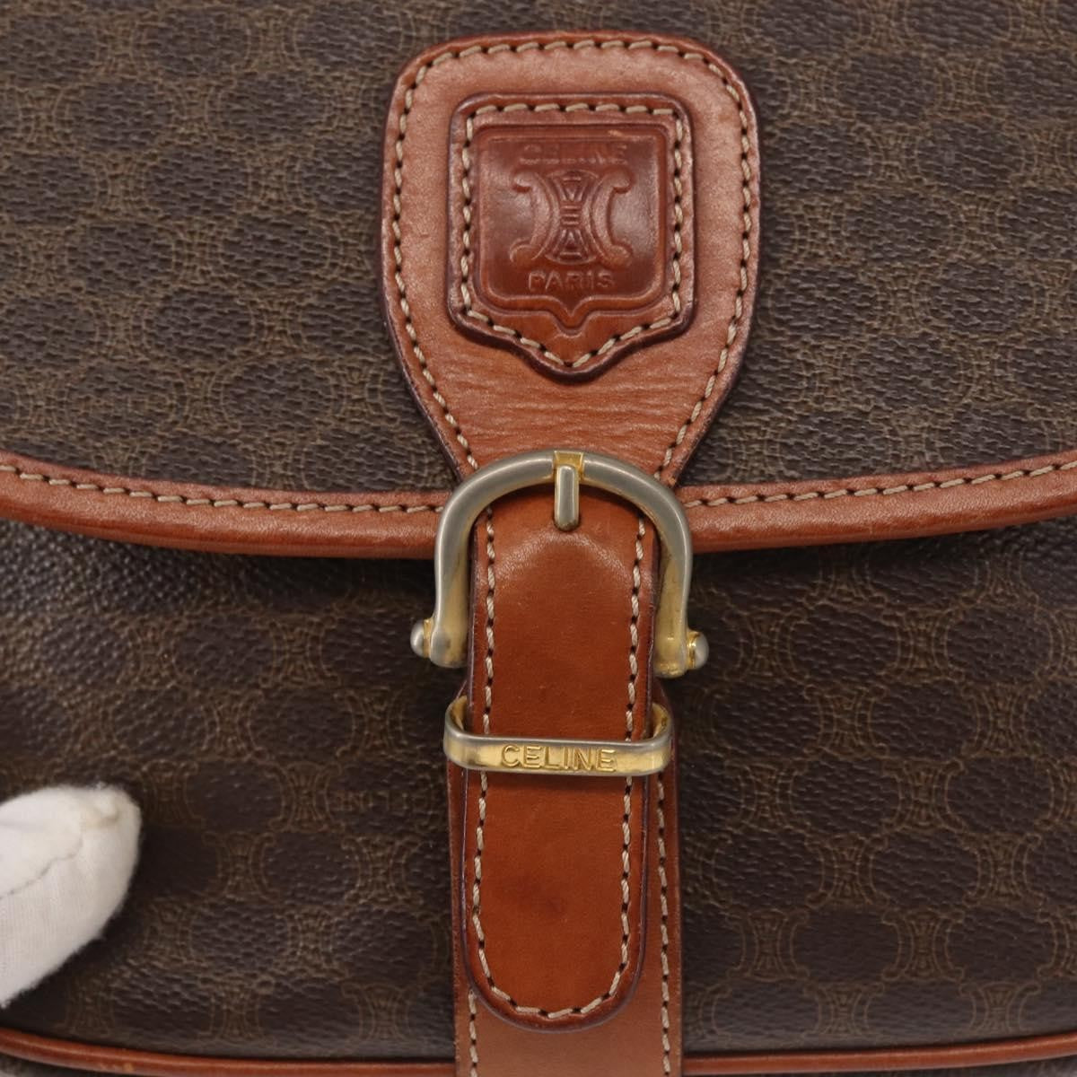 Celine Macadam Shoulder Bag PVC Leather, BROWN, CANVAS, Shoulder bag