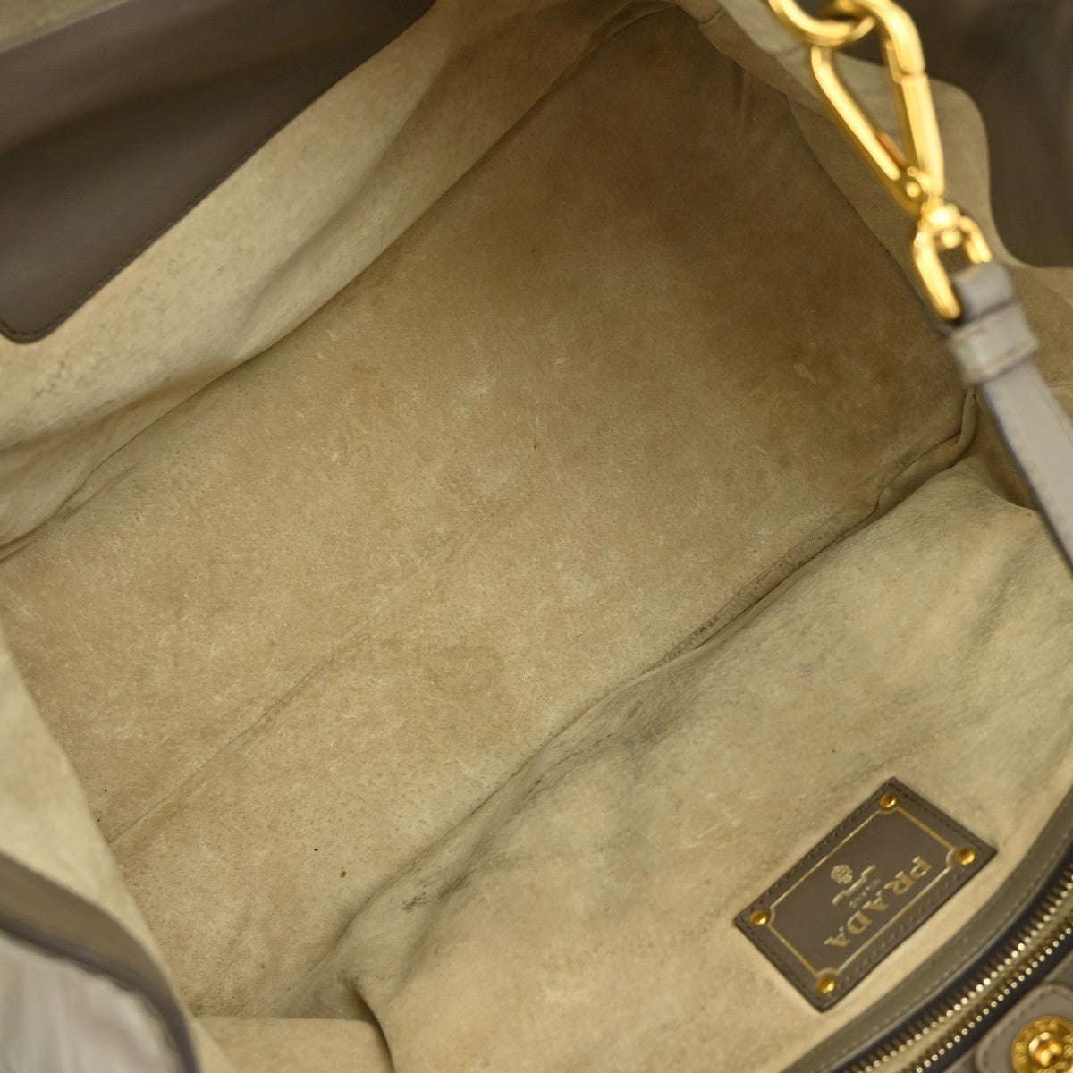 Prada Front Pocket Convertible Tote Leather, GRAY, LEATHER, Tote bag