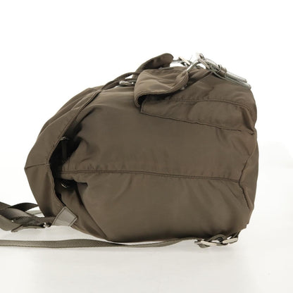 Prada Vela Double Front Pocket Backpack Tessuto with Saffiano Leather, GRAY, NYLON, Backpack