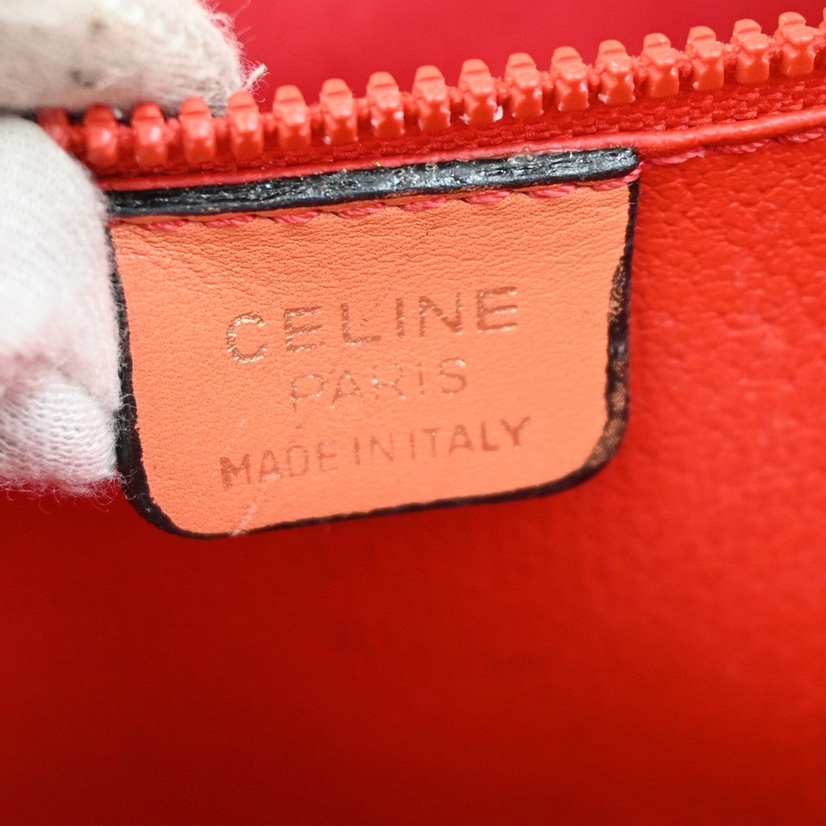Celine Vintage Flap Shoulder Bag Leather, ORANGE, LEATHER, Shoulder bag