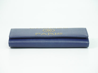 Chanel Deauville Flap Wallet Caviar, NAVY, LEATHER, Wallets