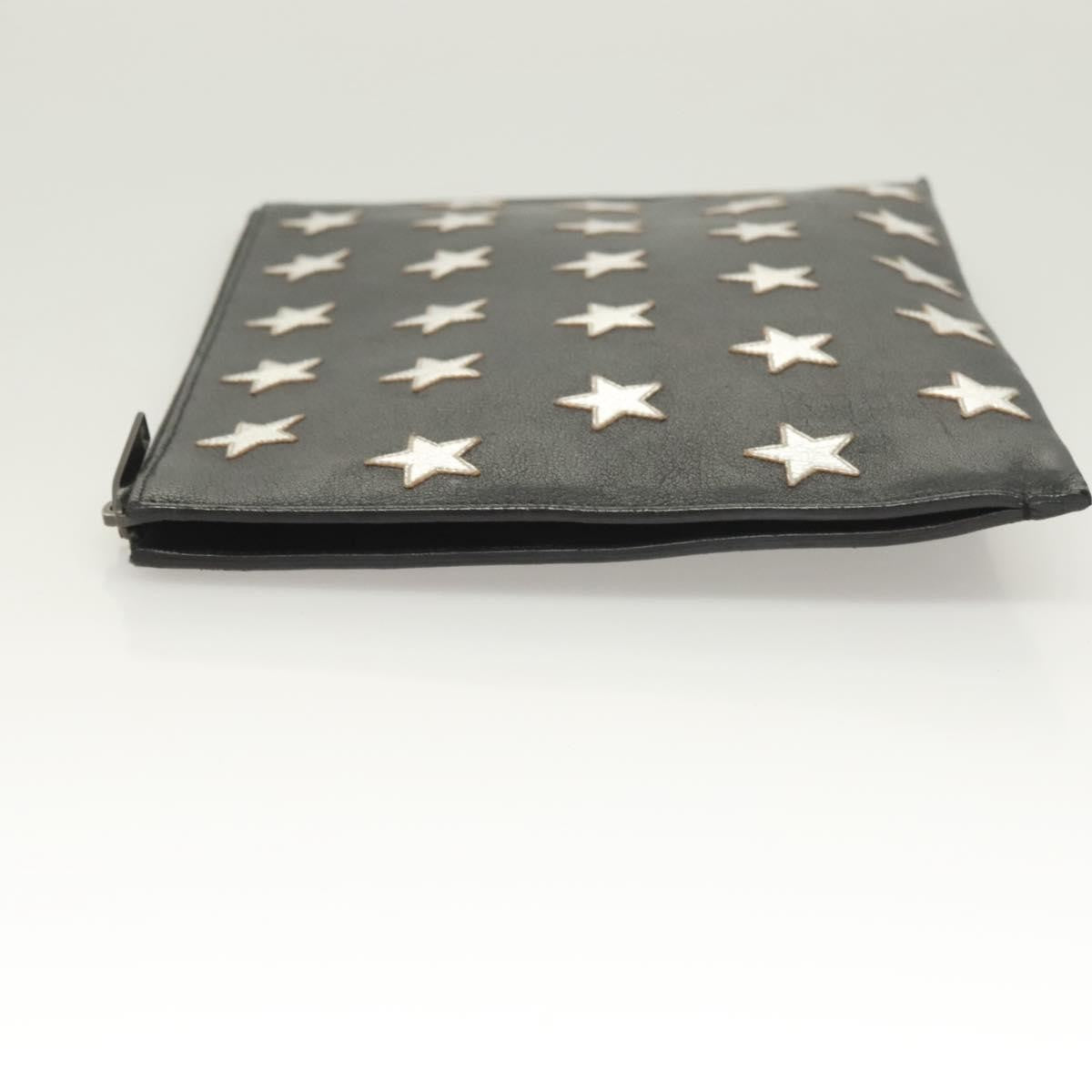 Saint Laurent Stars Zip Pouch Leather, BLACK, LEATHER, Clutche & pouche