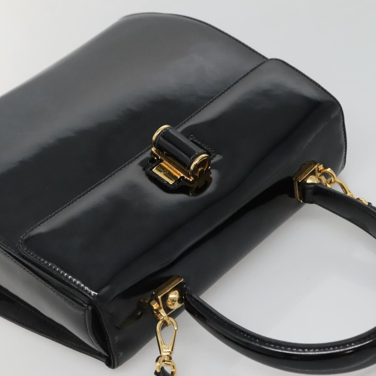 Salvatore Ferragamo Gancini handbag Patent leather, BLACK, PATENT_LEATHER, Handbag