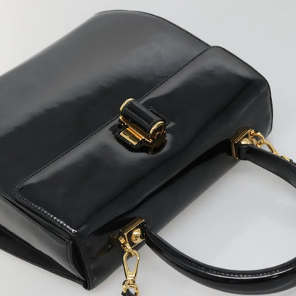 Salvatore Ferragamo Gancini handbag Patent leather, BLACK, PATENT_LEATHER, Handbag