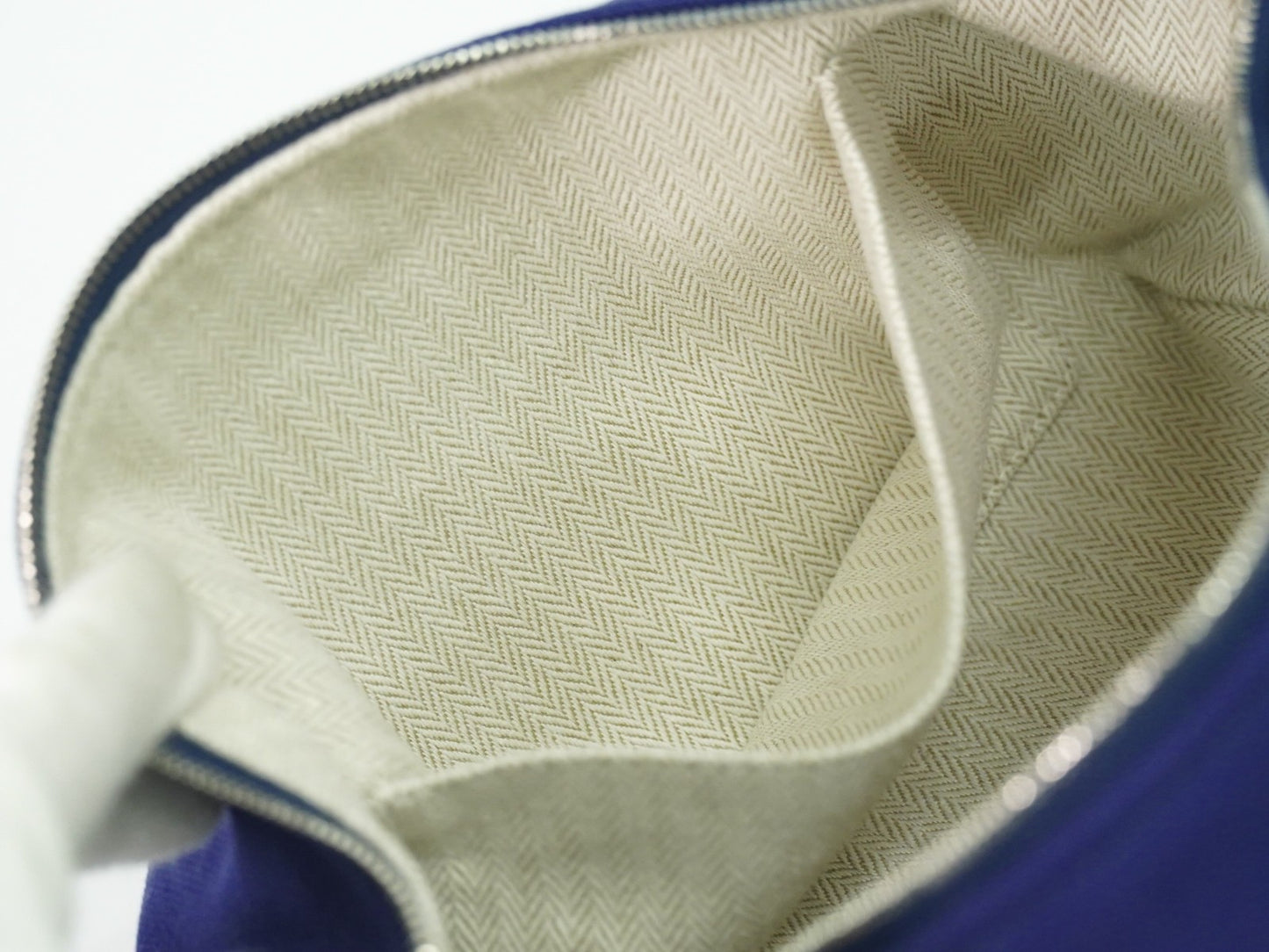 Hermes Bride à Brac Wool, NAVY, CANVAS, Handbag