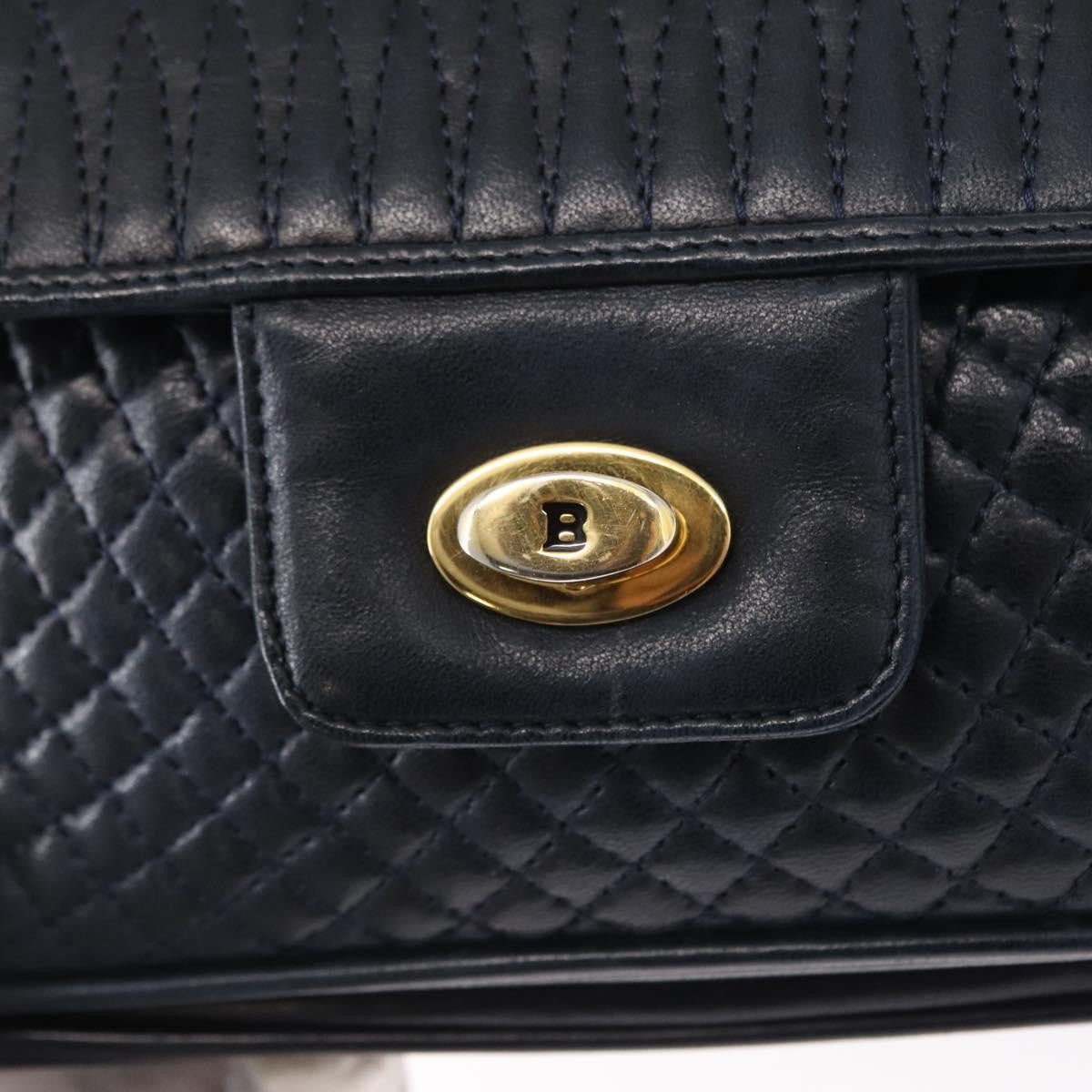 Bally Vintage Shoulder Bag Leather, NAVY, LEATHER, Shoulder bag