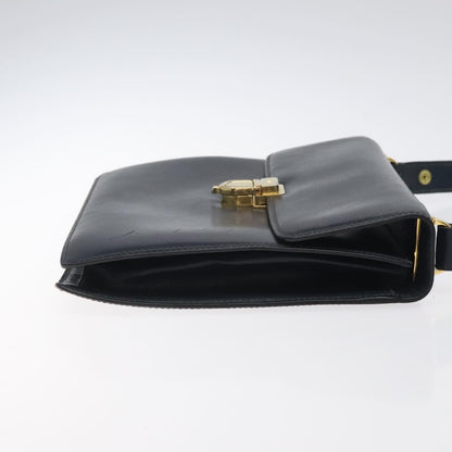 Celine Flap Shoulder Bag Leather, NAVY, LEATHER, Shoulder bag