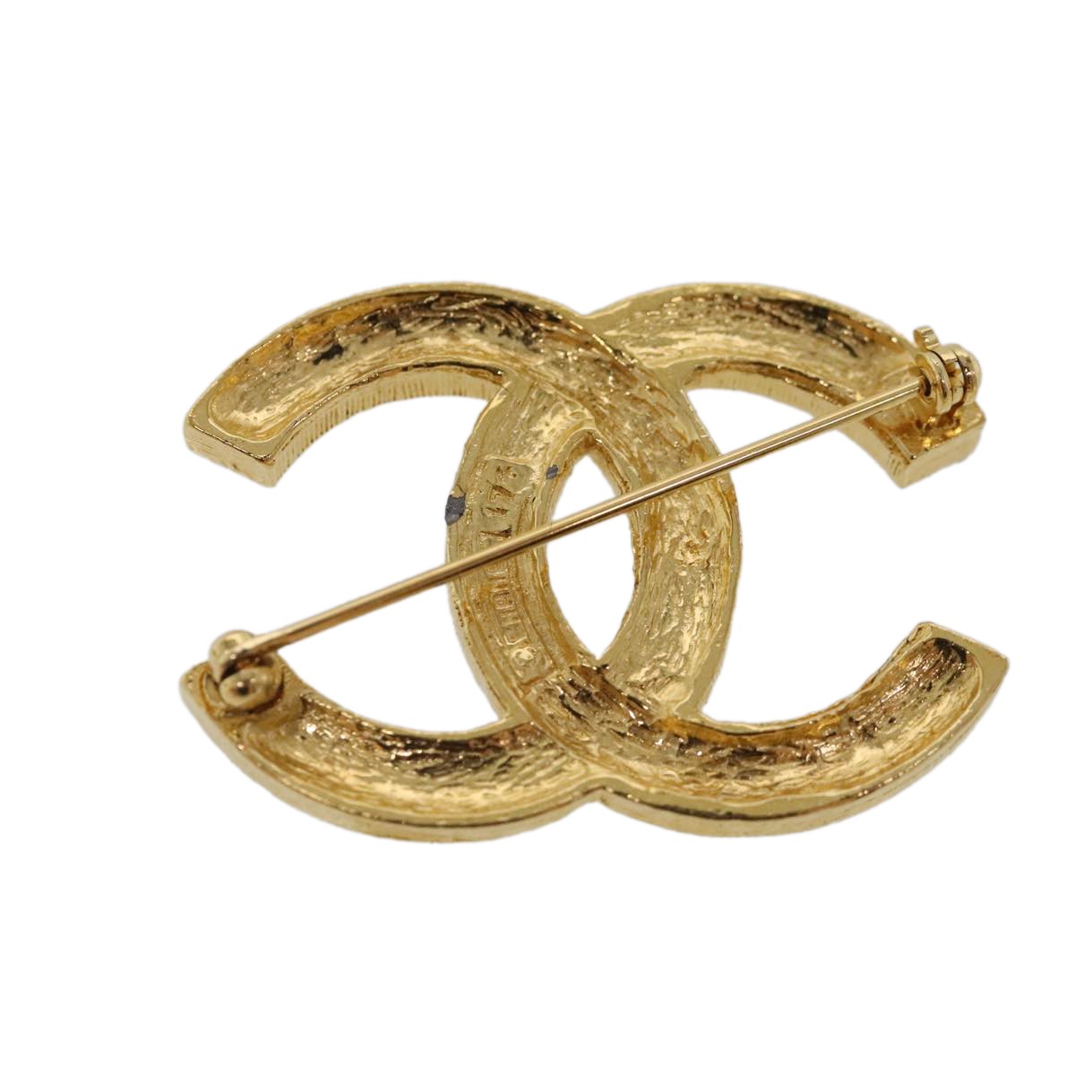 Chanel CC Brooch Metal with Crystals, GOLD, METAL, Brooch