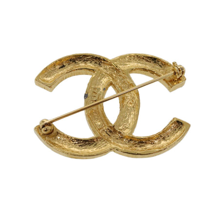 Chanel CC Brooch Metal with Crystals, GOLD, METAL, Brooch