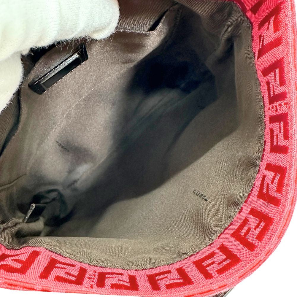 Fendi Flap Crossbody Bag Zucca Canvas, RED, CANVAS, Shoulder bag