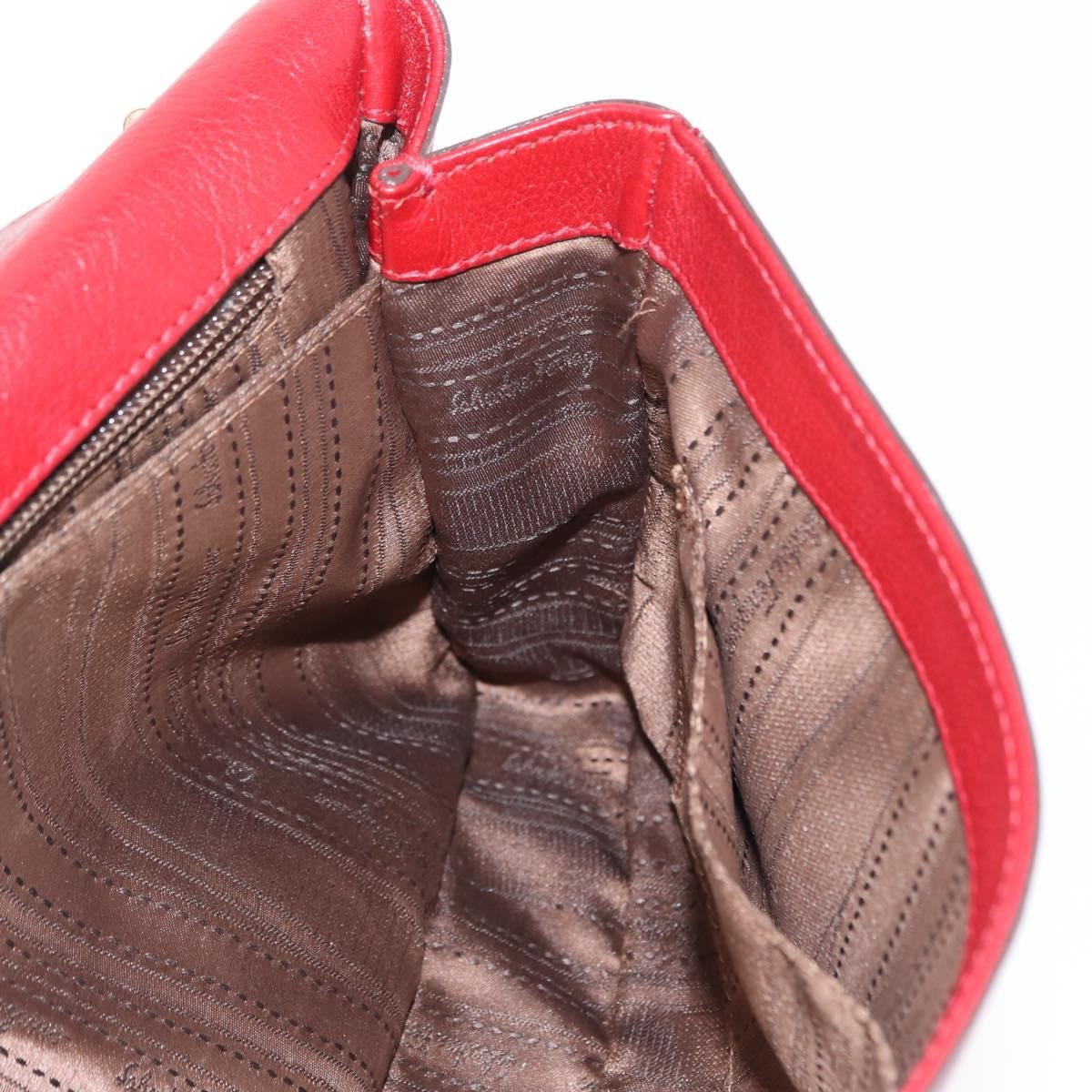 Salvatore Ferragamo Gancini Shoulder Bag Leather, RED, LEATHER, Shoulder bag