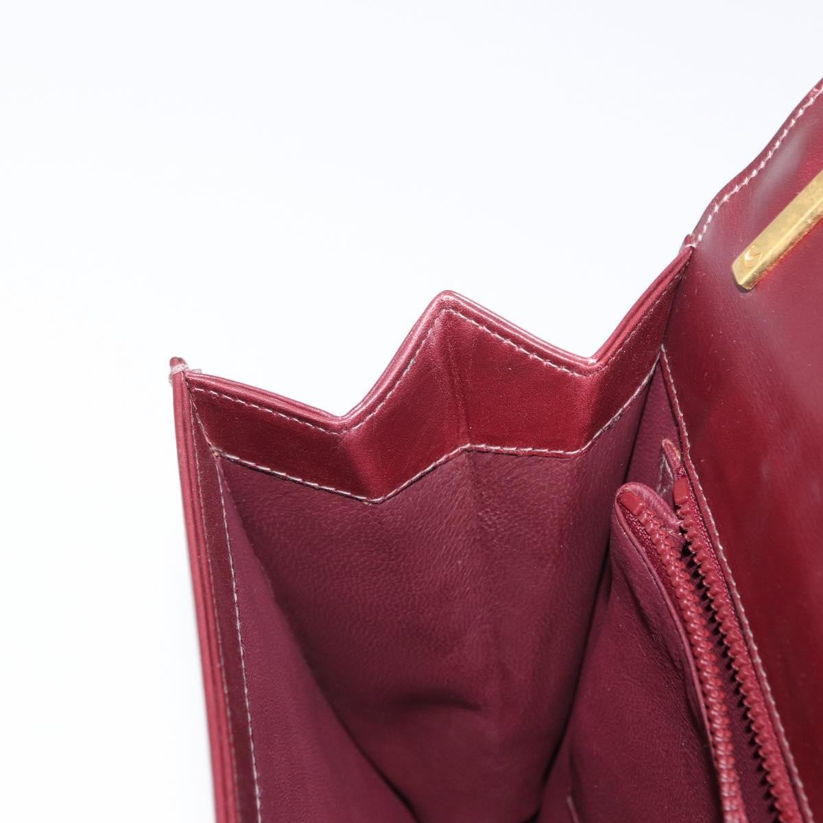 Celine Vintage Flap Shoulder Bag Leather, BURGUNDY, LEATHER, Shoulder bag