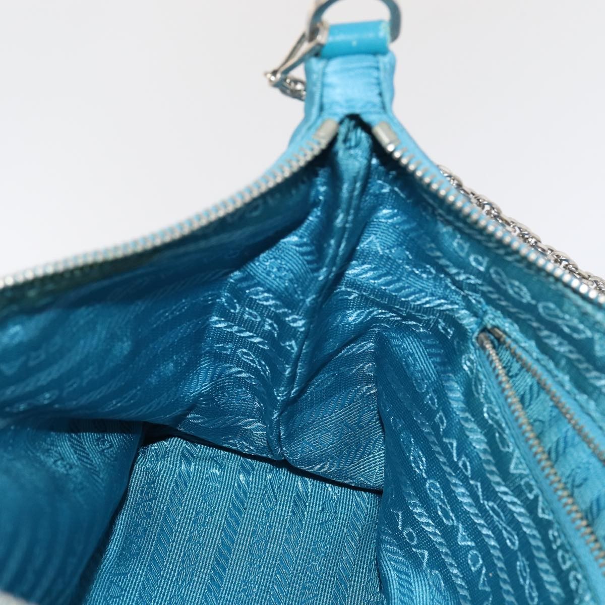 Prada Vintage Chain Shoulder Bag Tessuto, BLUE, NYLON, Shoulder bag