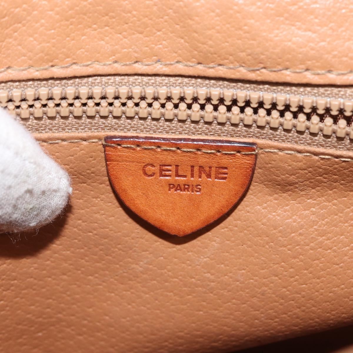 Celine Vintage Macadam Shoulder Bag Canvas and Leather, BEIGE, CANVAS, Shoulder bag