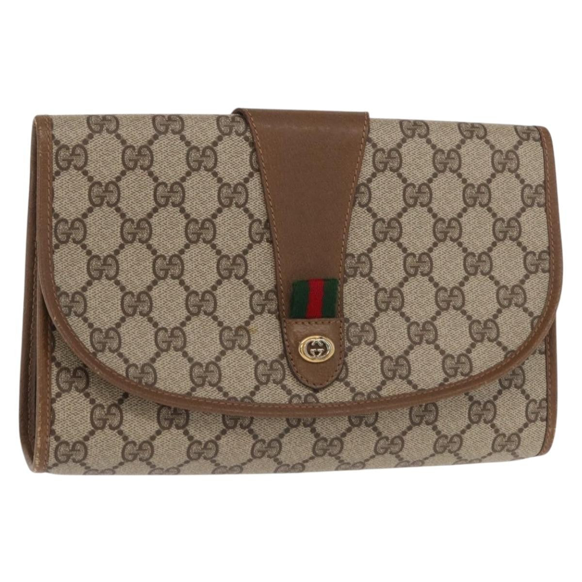 Gucci Vintage old clutch Canvas, BEIGE, PVC, Clutche & pouche