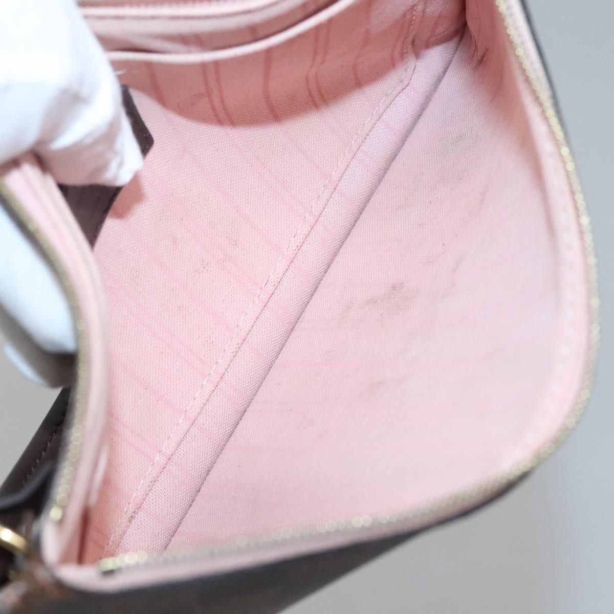 Louis Vuitton Neverfull Pochette Damier, BROWN, CANVAS, Tote bag