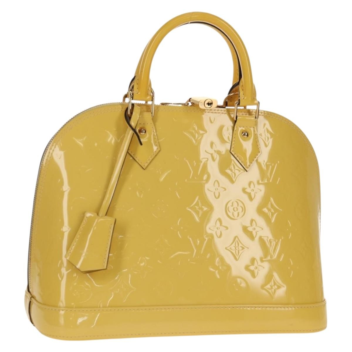 Louis Vuitton Alma Handbag Monogram Vernis, YELLOW, PATENT_LEATHER, Handbag