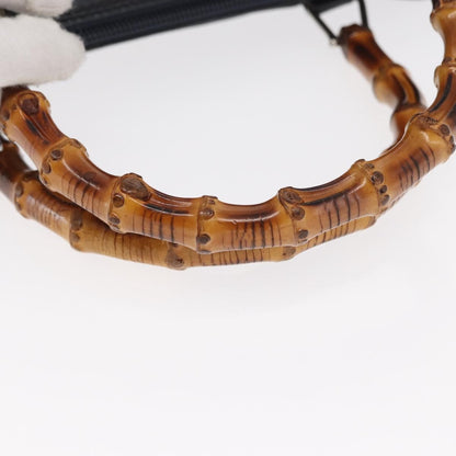 Gucci Vintage Bamboo Handle Bag Nylon, BLACK, NYLON, Handbag