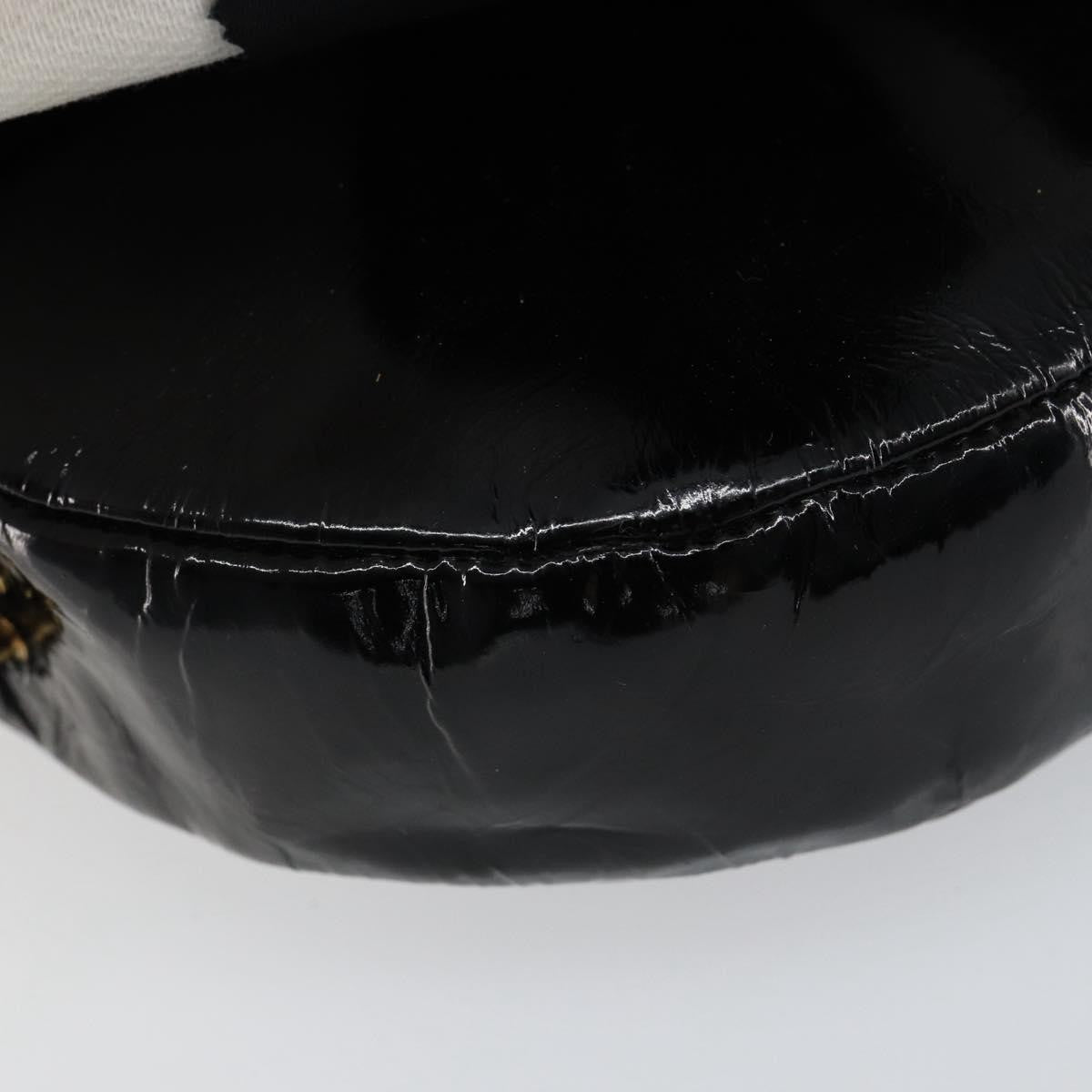 Chanel Vintage Camellia Round Evening Bag Lambskin and Satin, BLACK, PATENT_LEATHER, Clutche & pouche