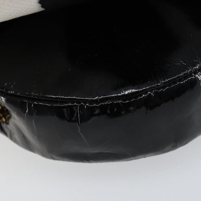 Chanel Vintage Camellia Round Evening Bag Lambskin and Satin, BLACK, PATENT_LEATHER, Clutche & pouche