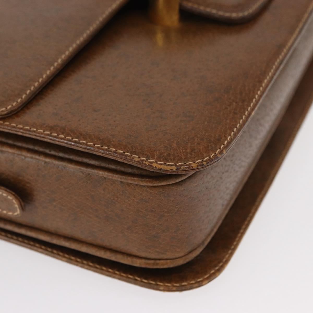 Gucci Vintage Flap Shoulder Bag Leather, BROWN, LEATHER, Shoulder bag