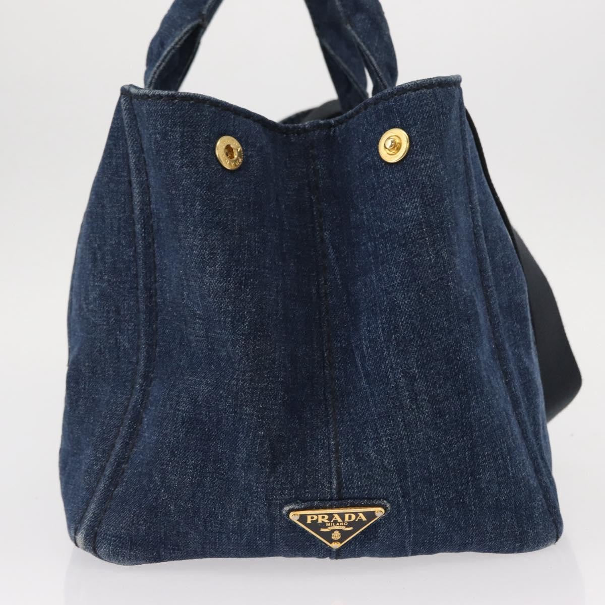 Prada Canapa Open Tote Canvas, BLUE, CANVAS, Tote bag