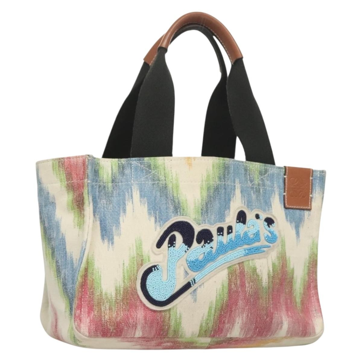 Loewe Paula's Ibiza Tote Embellished Printed Canvas, MULTICOLOUR, CANVAS, Tote bag