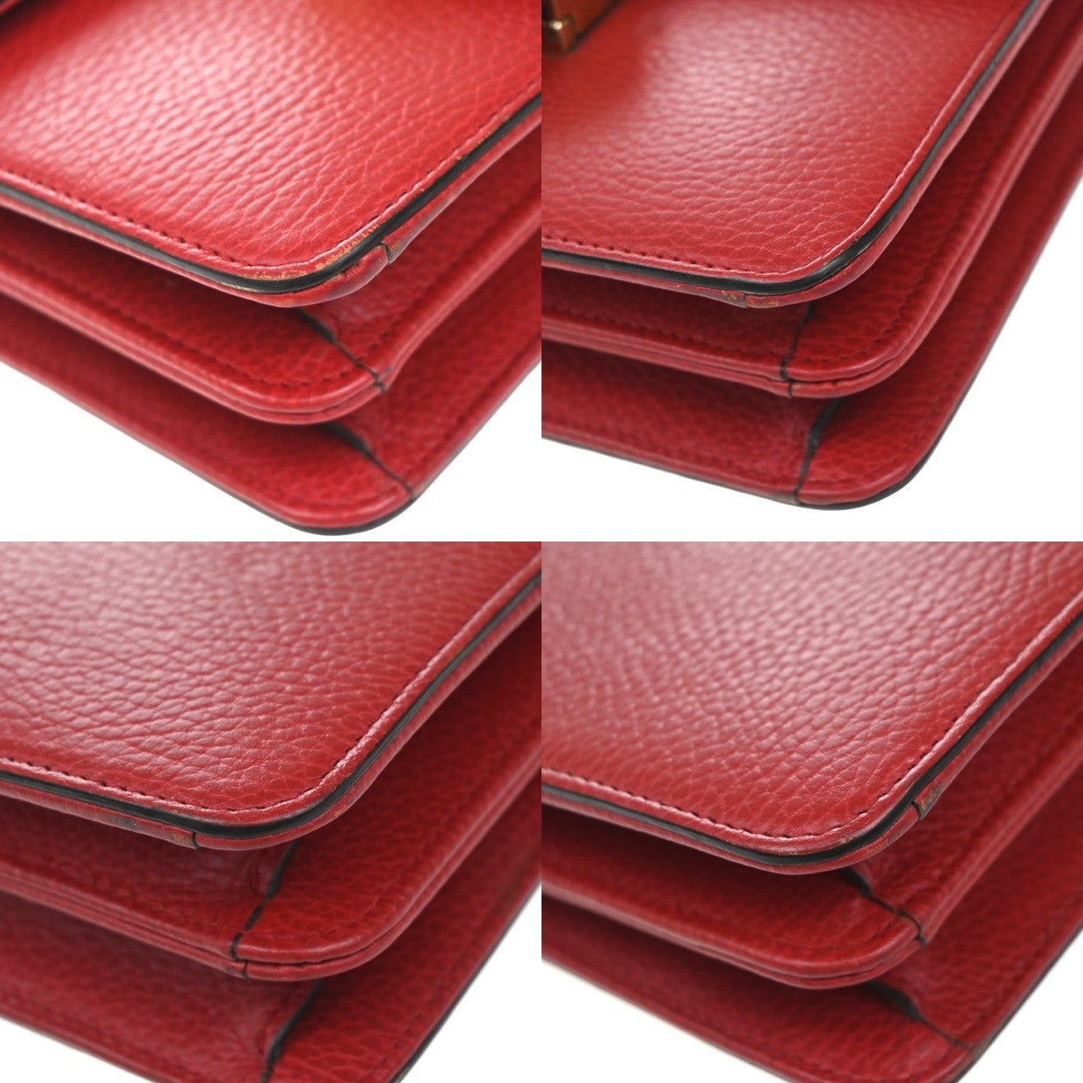 Gucci Interlocking Shoulder Bag Leather, RED, LEATHER, Shoulder bag