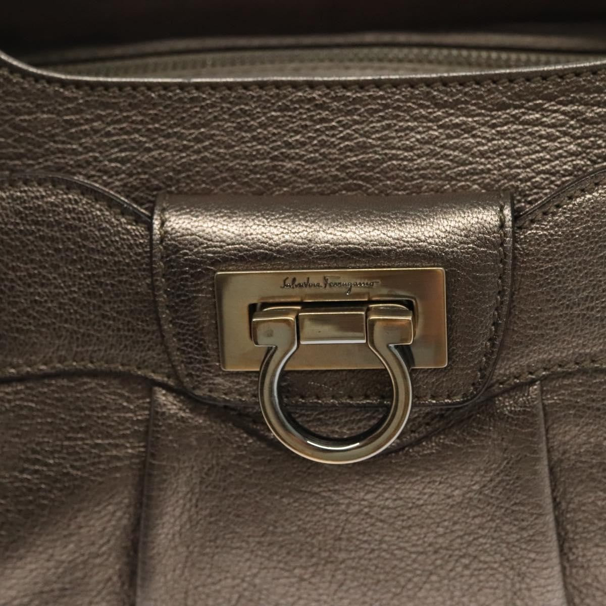 Salvatore Ferragamo Gancini handbag Leather, SILVER, LEATHER, Handbag