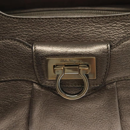 Salvatore Ferragamo Gancini handbag Leather, SILVER, LEATHER, Handbag