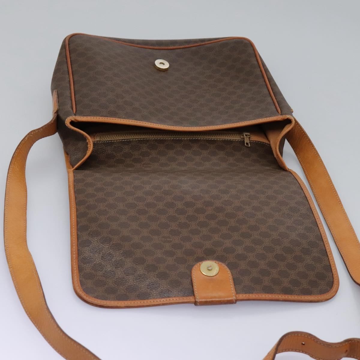 Celine Macadam Shoulder Bag PVC Leather, BROWN, CANVAS, Shoulder bag